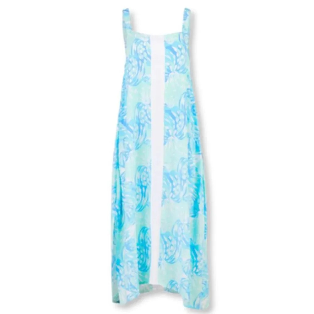 Lilibridge The Blue Tropics Midi Dress Womens S Beach Coastal Flowy Coverup NEW